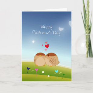 Niedliches Vogelpaar voll Liebe Herz Feiertagskarte