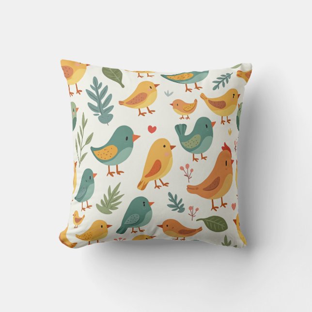 niedliches Vogelpolster Kissen (Vorderseite)