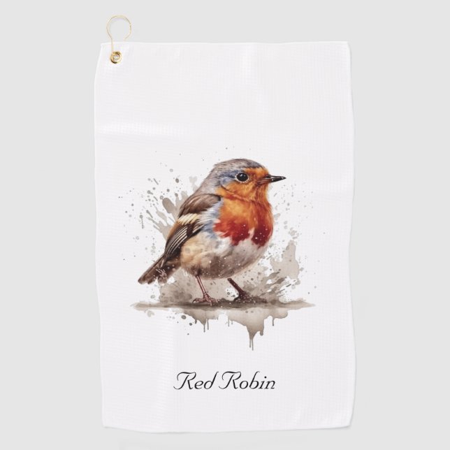 Niedliches Vogelrottrobin in Aquarellfarben indivi Golfhandtuch (Vorderseite)