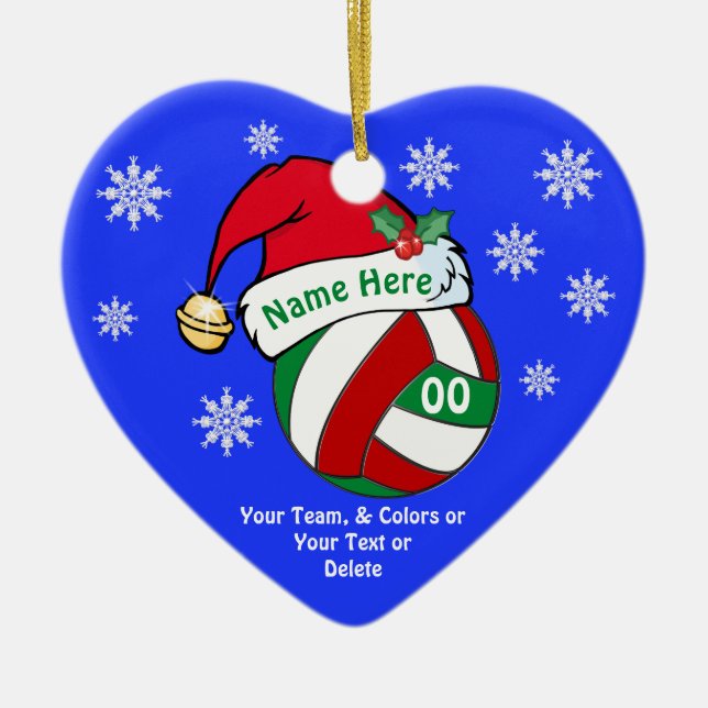 Niedliches Volleyball-Weihnachten verziert Keramikornament (Vorne)