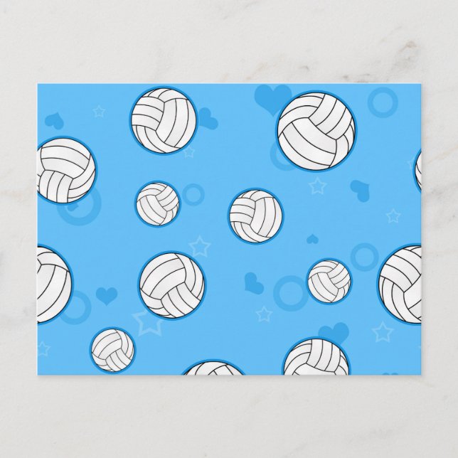 Niedliches Volleyballmuster Blau Postkarte (Vorderseite)