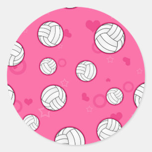 Niedliches Volleyballmuster Rosa Runder Aufkleber