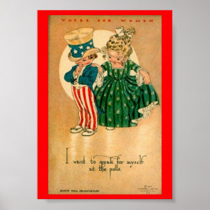 Niedliches Wahlrecht für Frauen - Illustration Poster