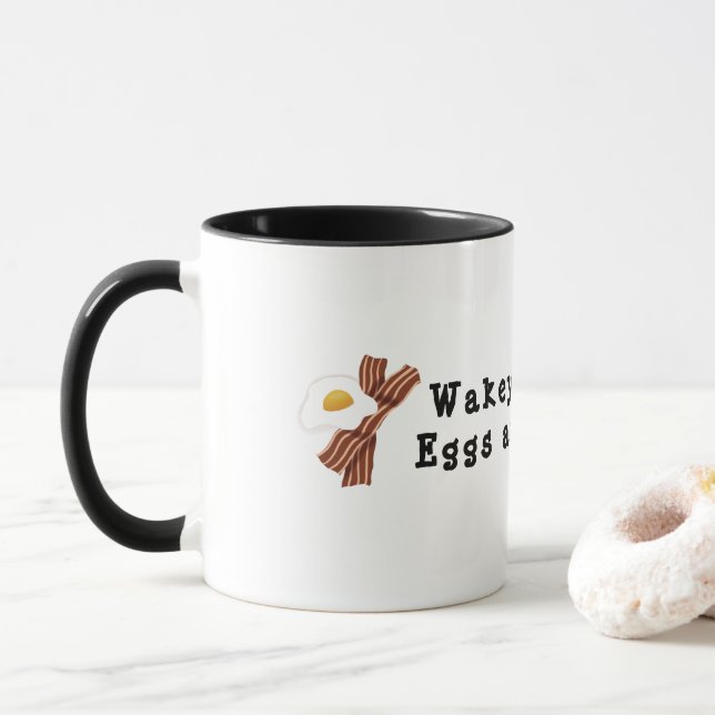 Niedliches Wakey, Wakey, Eier und Kaffee-Tasse Tasse (Mit Donut)