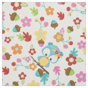 Niedliches Wald Blume & Blätter Kawaii Girls Stoff