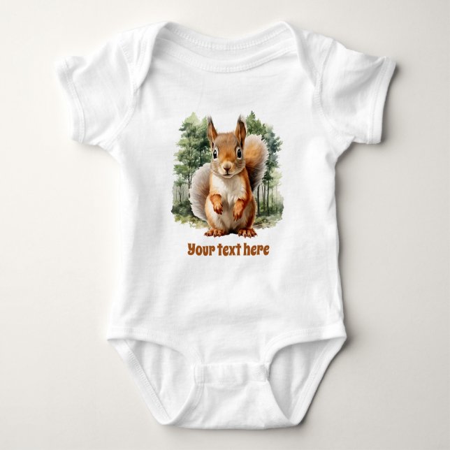 niedliches Waldeichhörnchen fügt Text hinzu Baby Strampler (Vorderseite)