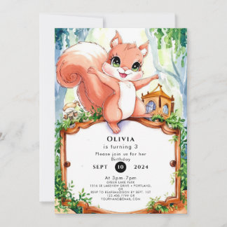 Niedliches Waldeichhörnchen Geburtstag Einladung