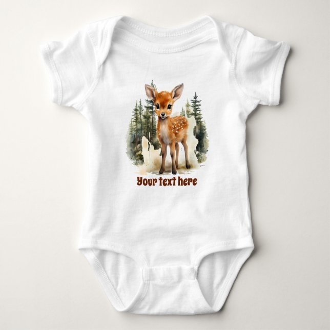 niedliches Waldgebiet Land Hirsche hinzufügen Baby Strampler (Vorderseite)