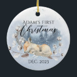 Niedliches Waldtier Baby 1. Weihnachtsfest Foto Keramik Ornament<br><div class="desc">Niedliches Waldtier Baby 1. Weihnachtsfest Foto</div>