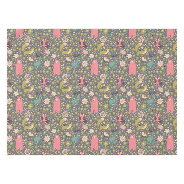 Niedliches Waldtier-Muster Tischdecke (Vorderseite (Horizontal))