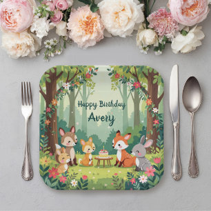 Niedliches Waldtierkind Geburtstag Pappteller
