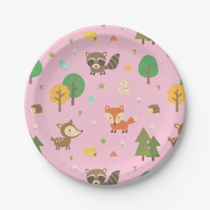 Niedliches Waldtiermuster-Baby-Duschen-Party Pappteller