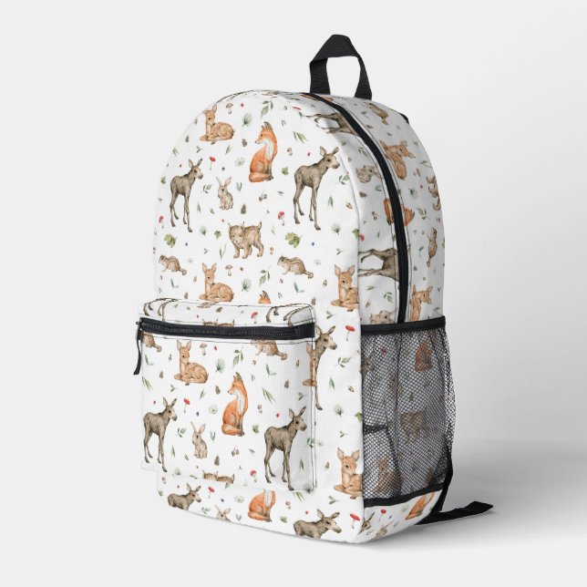 Niedliches Waldtiermuster Bedruckter Rucksack (Rückseitige Ecke Rechts)