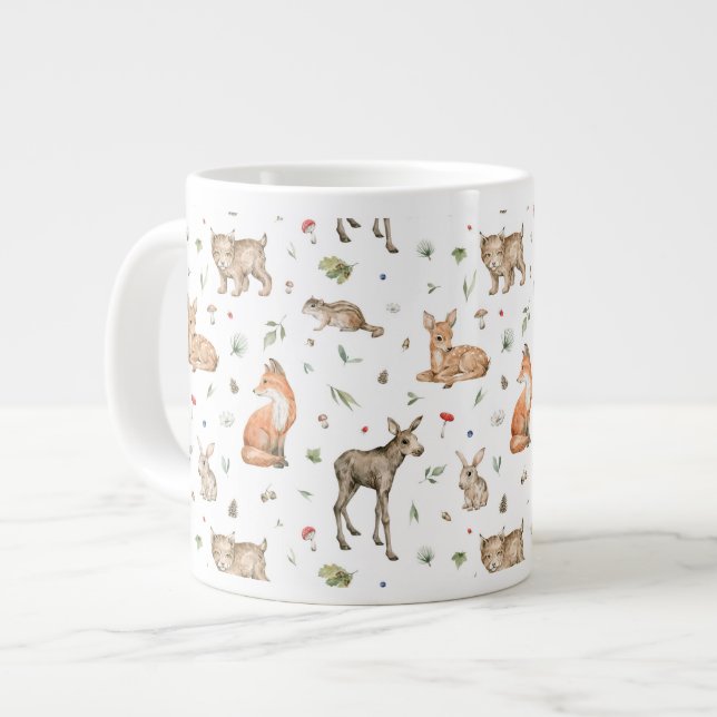 Niedliches Waldtiermuster Jumbo-Tasse (Vorderseite Links)