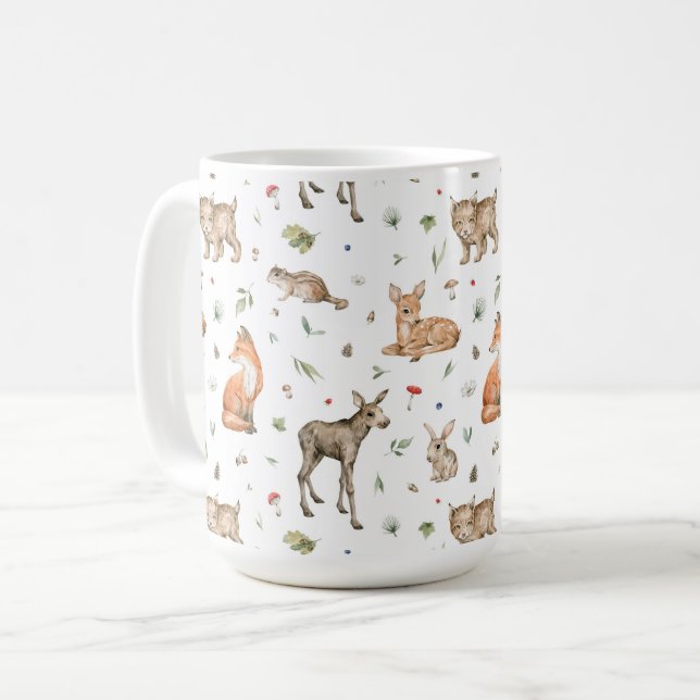 Niedliches Waldtiermuster Kaffeetasse (Vorderseite Links)