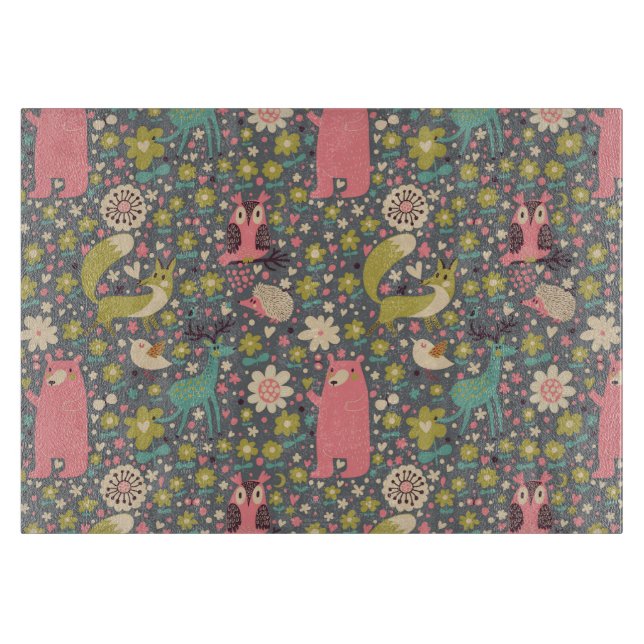 Niedliches Waldtiermuster Schneidebrett (Vorderseite)