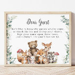 Niedliches Waldtierzeichen Fotodruck<br><div class="desc">Matching Guest Thumbprint tree sign/ Poster https://www.zazzle.com/woodland_animals_greenery_thumbprint_guestbook-256231215103826013 (c) Somerset Fine Paperie</div>