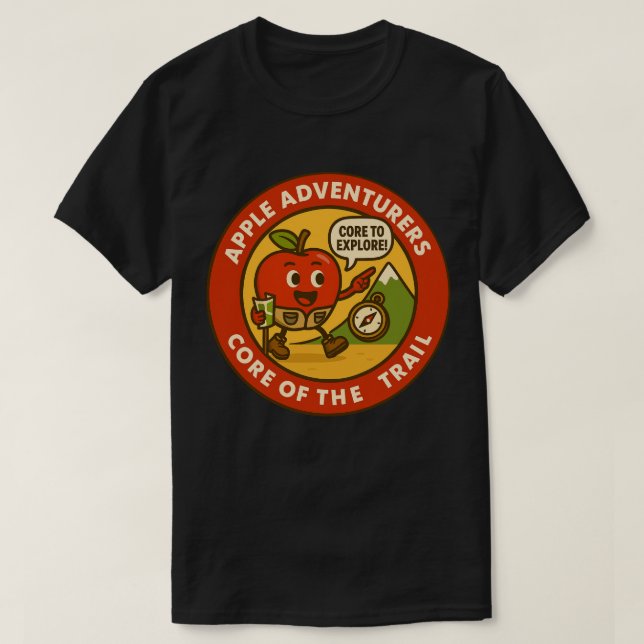 Niedliches Wander-Apple Outdoor Explorer-Gear T-Shirt (Design vorne)