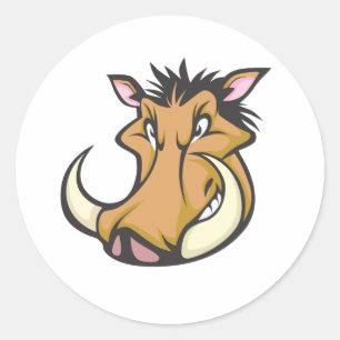 Niedliches Warthog Cartoon-Shirt Runder Aufkleber