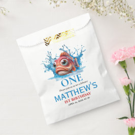 Niedliches Wasser Blauer Fisch 1. Geburtstag Geschenktütchen