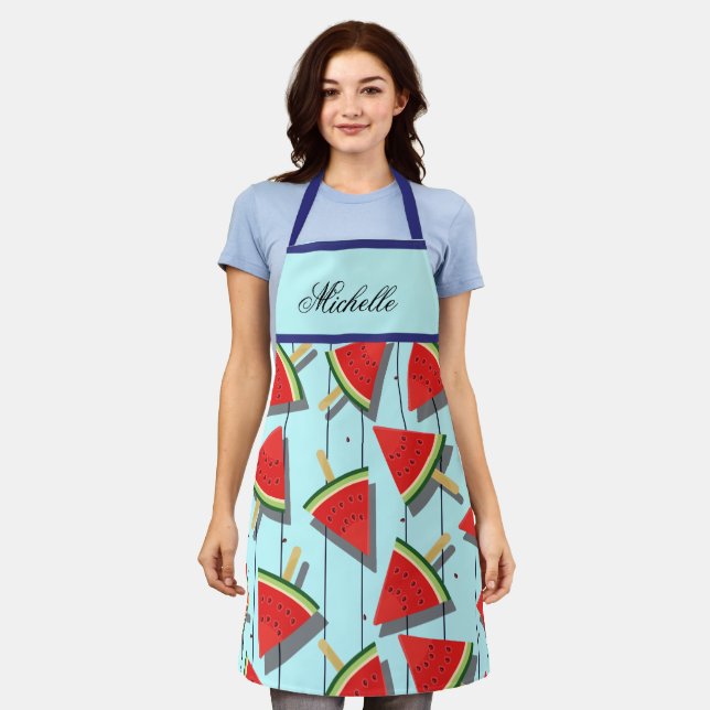 Niedliches Wasser Melone Popsicle Womens Koch Bake Schürze (Getragen)