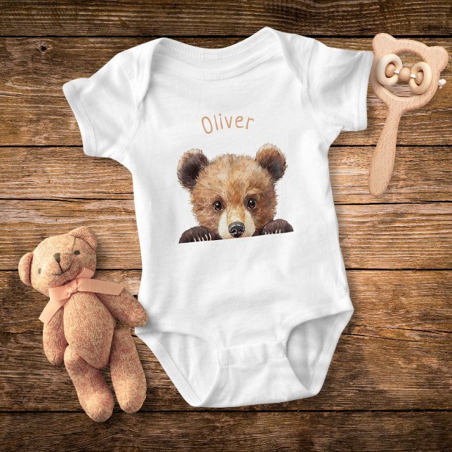 Niedliches Wasserfarben-Baby-Bär Personalisiert Baby Strampler (Von Creator hochgeladen)