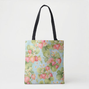 Niedliches Wasserfarben Bunny mit Erdbeeren Tasche