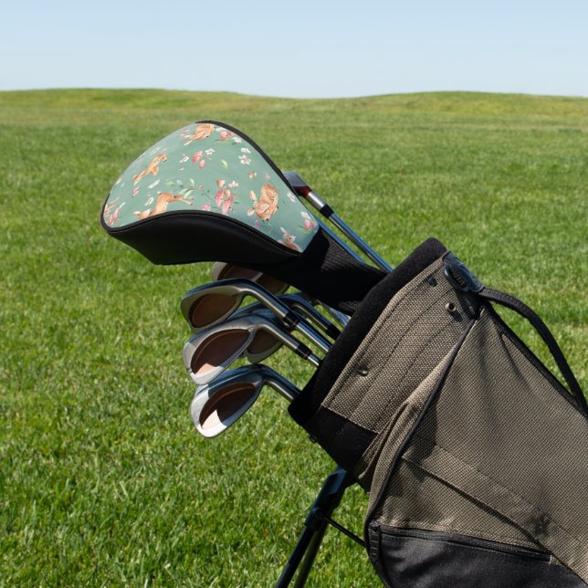 Niedliches Wasserfarben-Hirschmuster Golf Headcover (In SItu)