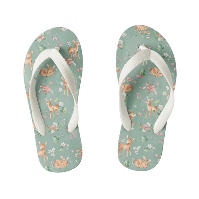Niedliches Wasserfarben-Hirschmuster Kinderbadesandalen (Fußbett)