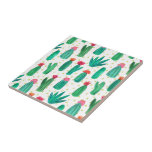 Niedliches Wasserfarben-Kaktusmuster Fliese<br><div class="desc">Auf dieser Keramik Kachel/Trivet ist ein süßes,  hübsches und mädchenhaftes Aquarellmuster zu sehen.</div>