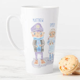 Niedliches Wasserfarben-Otter-Paar mit Namen Milchtasse