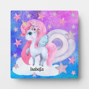 Niedliches Wasserfarben-Regenbogen-Einhorn persona Fotoplatte