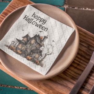 Niedliches Wasserfarben-Spuk HausHalloween Serviette