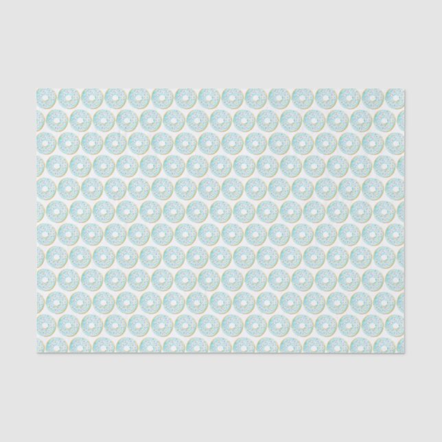 Niedliches Wasserfarbenblau Sprinkle Donuts Muster Seidenpapier (Vorderseite)
