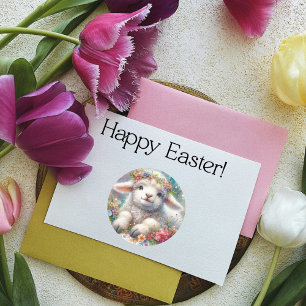 Niedliches Wasserfarbenflora Kronenlamm Ostern Runder Aufkleber