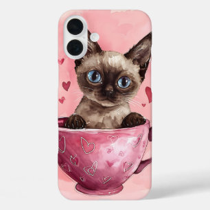 NIEDLICHES WASSERFARBENKÜCHE IM PINK TEE CUP iPhone 16 PLUS HÜLLE