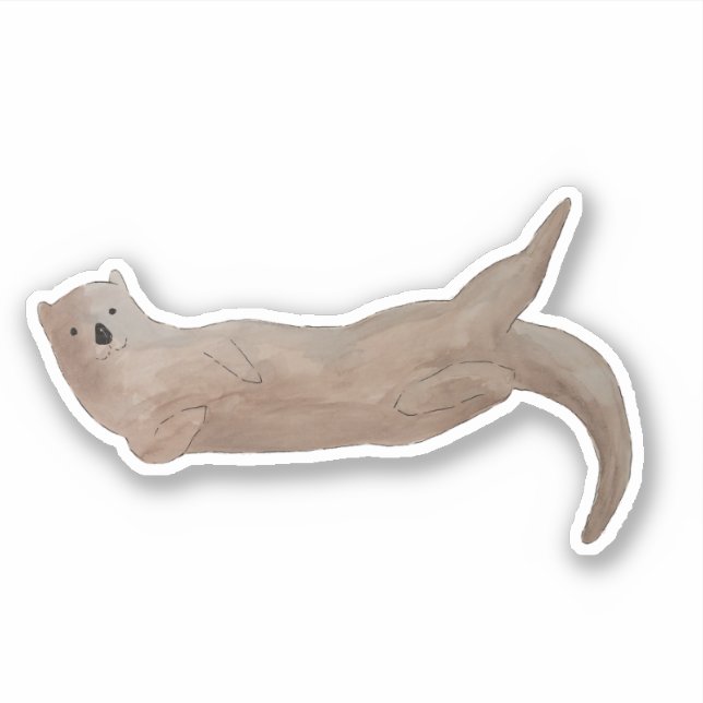 Niedliches Wasserfarbenmeer Otter Aufkleber (Vorderseite)