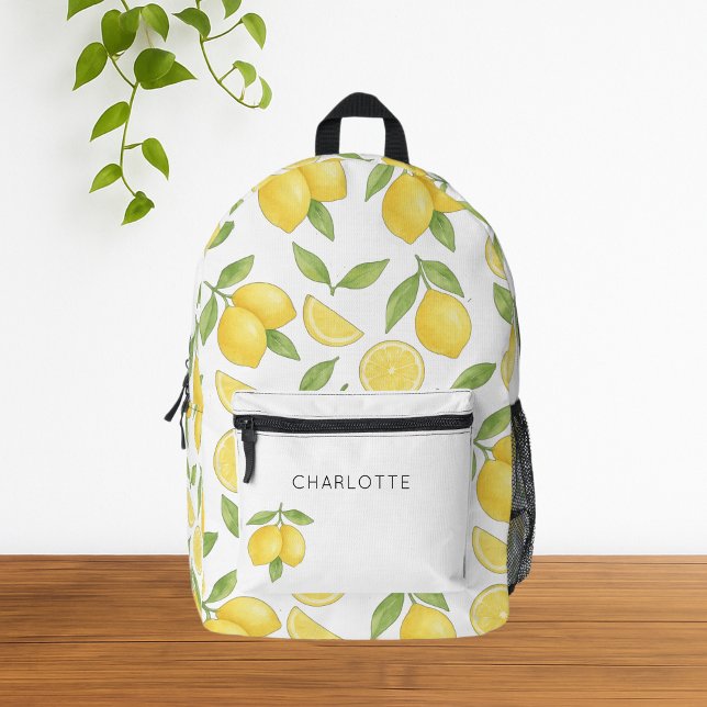 Niedliches Wasserfarbenmuster Bedruckter Rucksack (Cute Yellow Watercolor Lemon  Pattern Backpack)