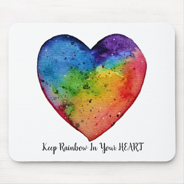 Niedliches Wasserfarbenstrahlherz Mousepad (Vorne)