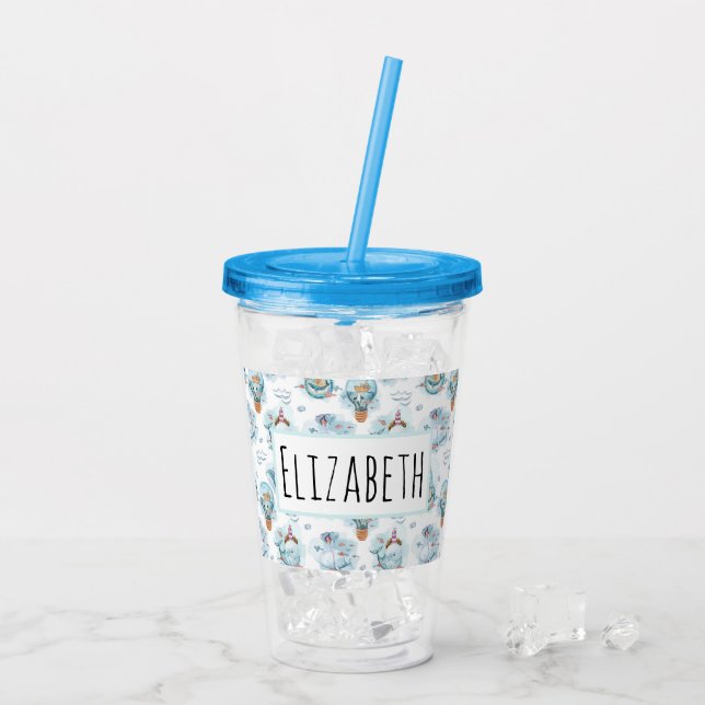 Niedliches Wasserfarbmuster für Wale Acryltrinkbecher (Rückseite Ice)
