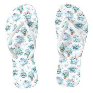 Niedliches Wasserfarbmuster für Wale Flip Flops