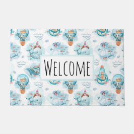 Niedliches Wasserfarbmuster für Wale Fußmatte