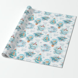 Niedliches Wasserfarbmuster für Wale Geschenkpapier