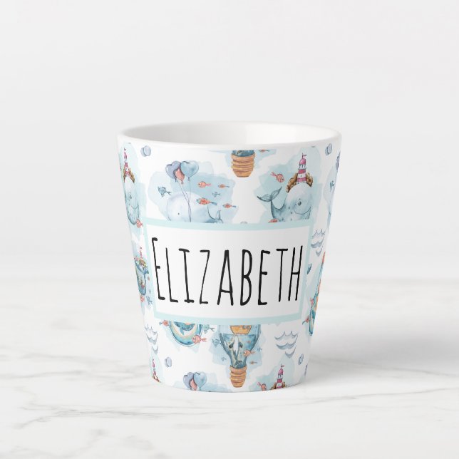 Niedliches Wasserfarbmuster für Wale Milchtasse (Vorderseite)
