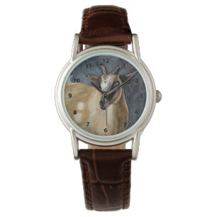 Niedliches Wasserfarbwerk der Pygmäen-Ziege Armbanduhr