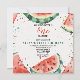 Niedliches Wassermelon Pun Erster Geburtstag Einladung