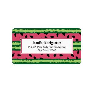 Niedliches Wassermelone Muster Pink & Green Adressaufkleber