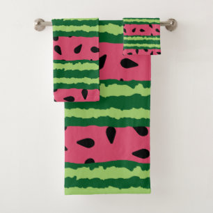 Niedliches Wassermelone Muster Pink & Green Badhandtuch Set