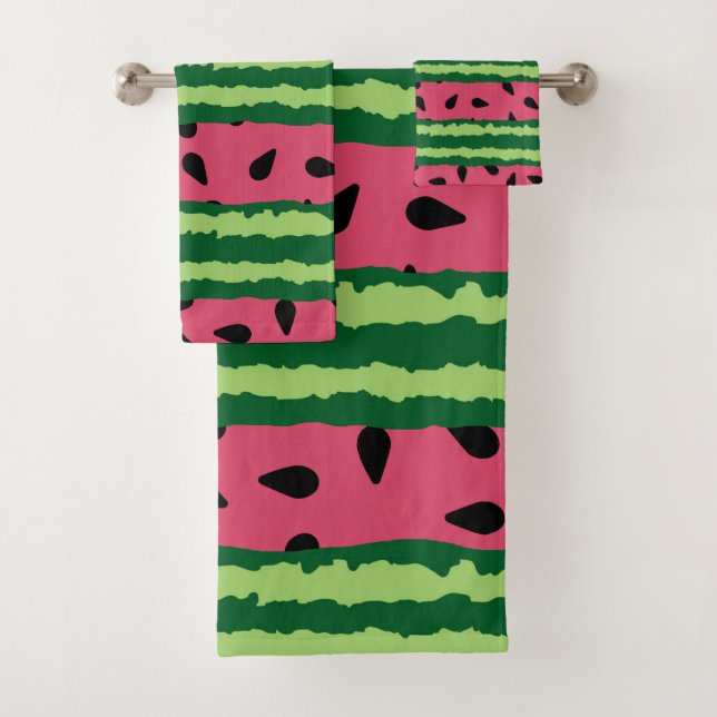Niedliches Wassermelone Muster Pink & Green Badhandtuch Set (Insitu)