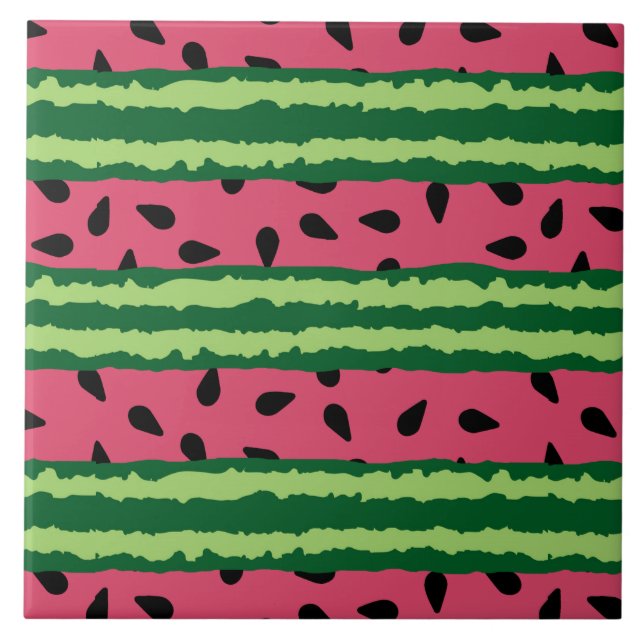 Niedliches Wassermelone Muster Pink & Green Fliese (Vorderseite)